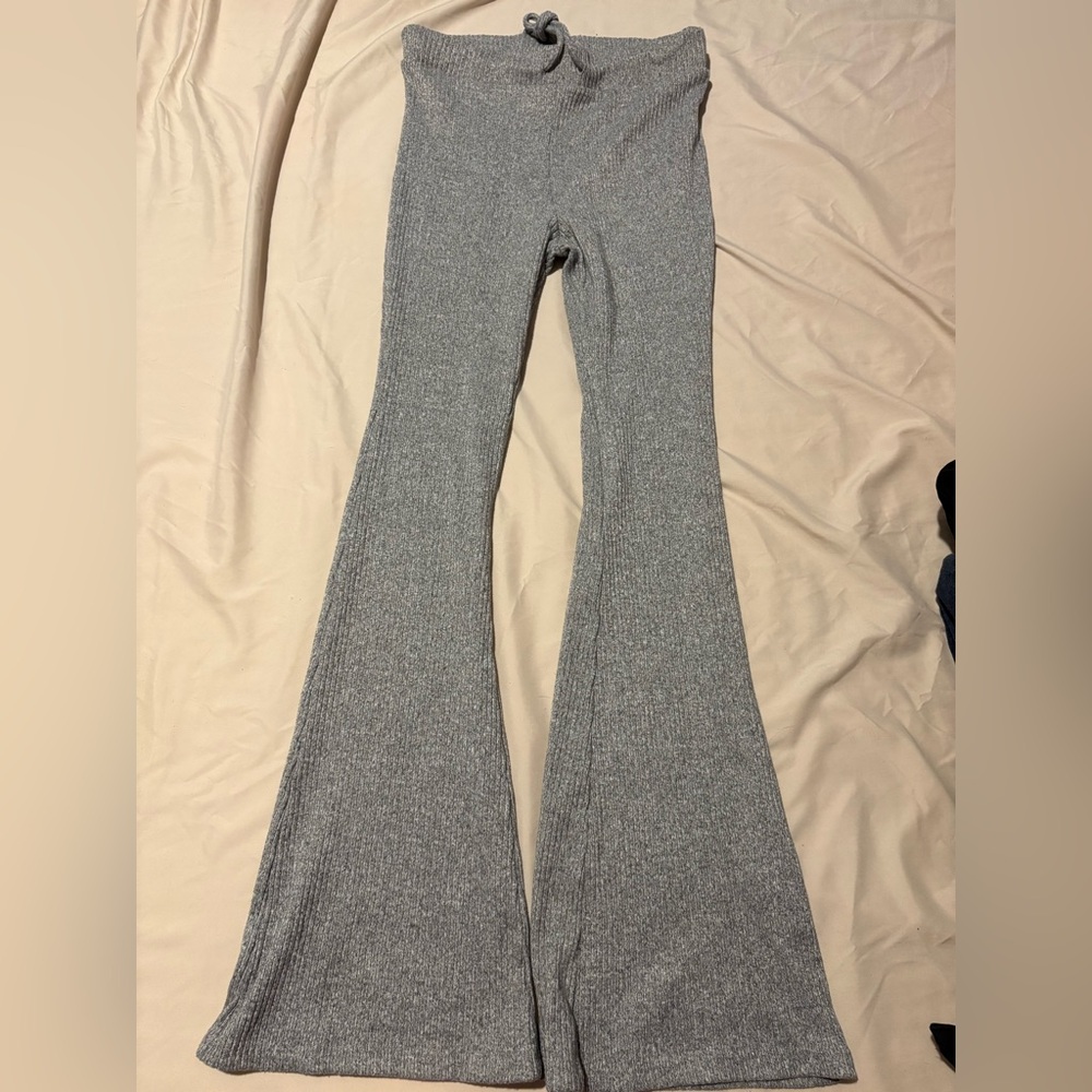 Gray Flared Knit Pants